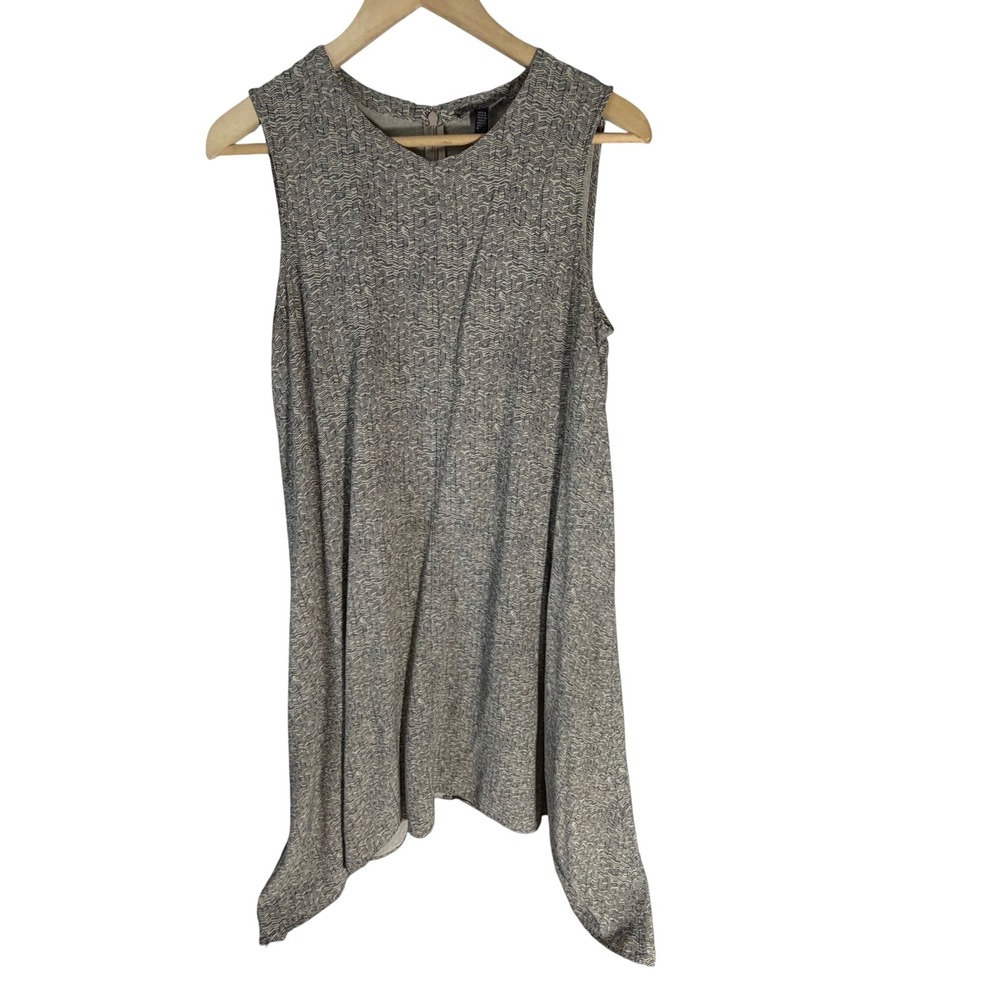 Eileen Fisher Grey Chevron‎ Tencel Rayon Handkerchief Hem Sleeveless Tunic S/P